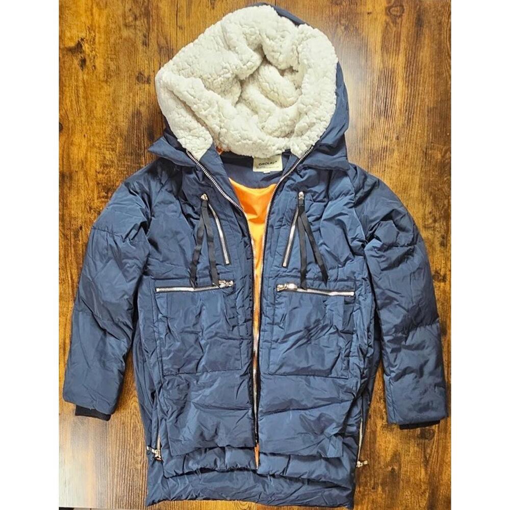 Orolay Thickened Down Women Size 2XS Navy Blue And Orange‎ Jacket EUC